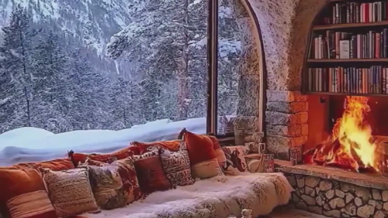 Winter Lounge with Mountain Views.