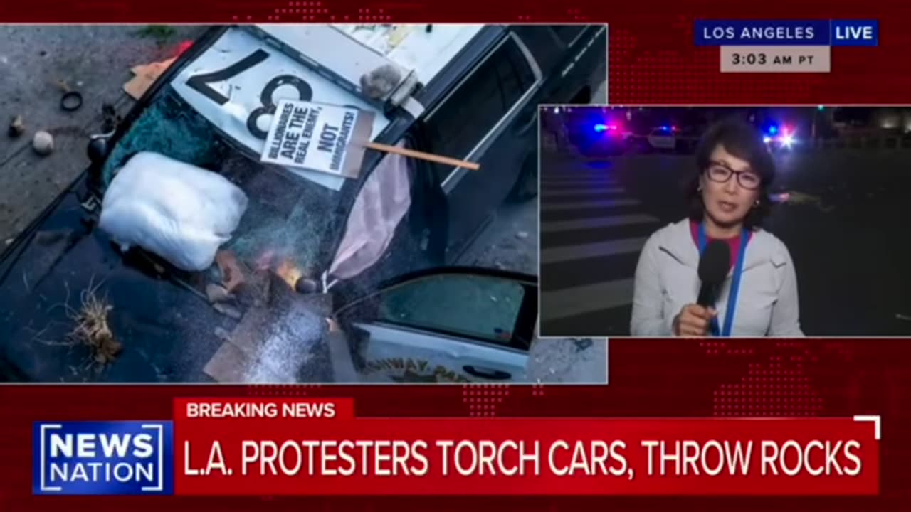 Dawning of Day 4 (Monday, June 9) of Los Angeles Protests vs ICE, Vandalism & Damage To Property
