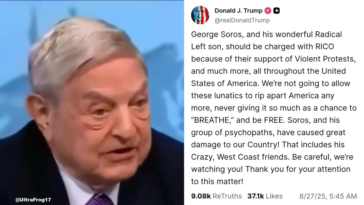 Soros should be charged with rico crimes: Financing violent protests