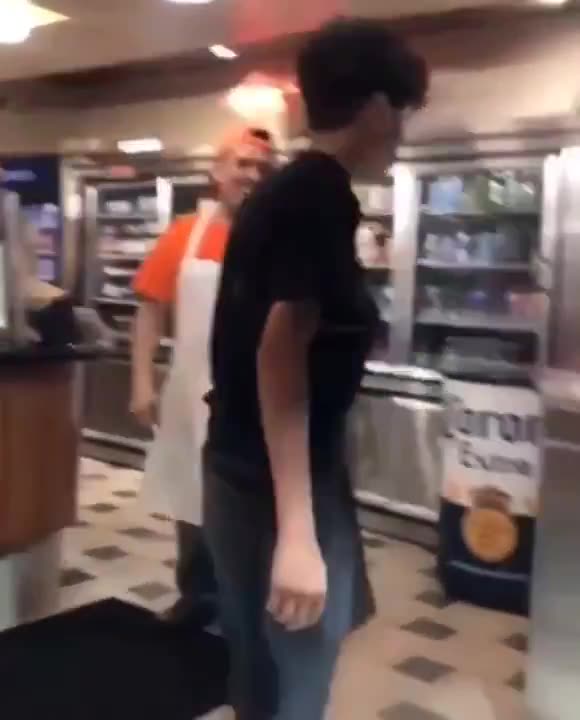 Kid tries fighting restaurant employee