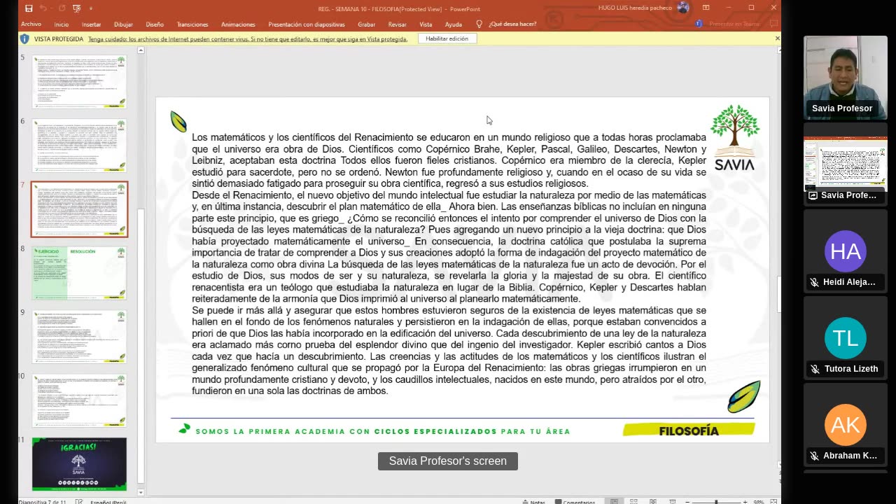 SAVIA SEMIANUAL 2024 | Semana 10 | Filosofía