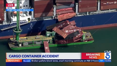 BREAKING: Shipping containers are tumbling into the water in Long Beach.