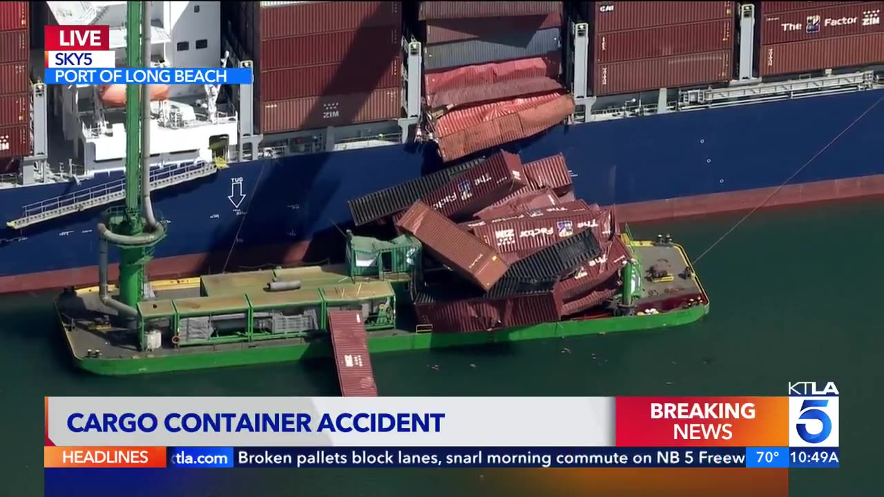 BREAKING: Shipping containers are tumbling into the water in Long Beach.