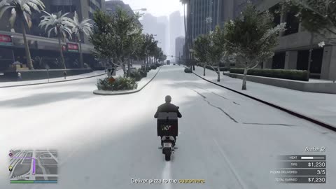 Delivering Pizzas in the Snow for an Hour