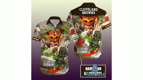 Personalized Tropical Tiki Cleveland Browns Orange Traditional Hawaiian Shirt