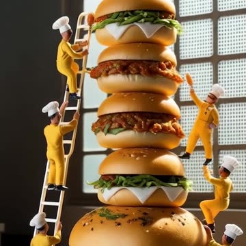 Miniature people group of people making sandwich 🥪🤯 #SandwichMountain #FoodieAdventure