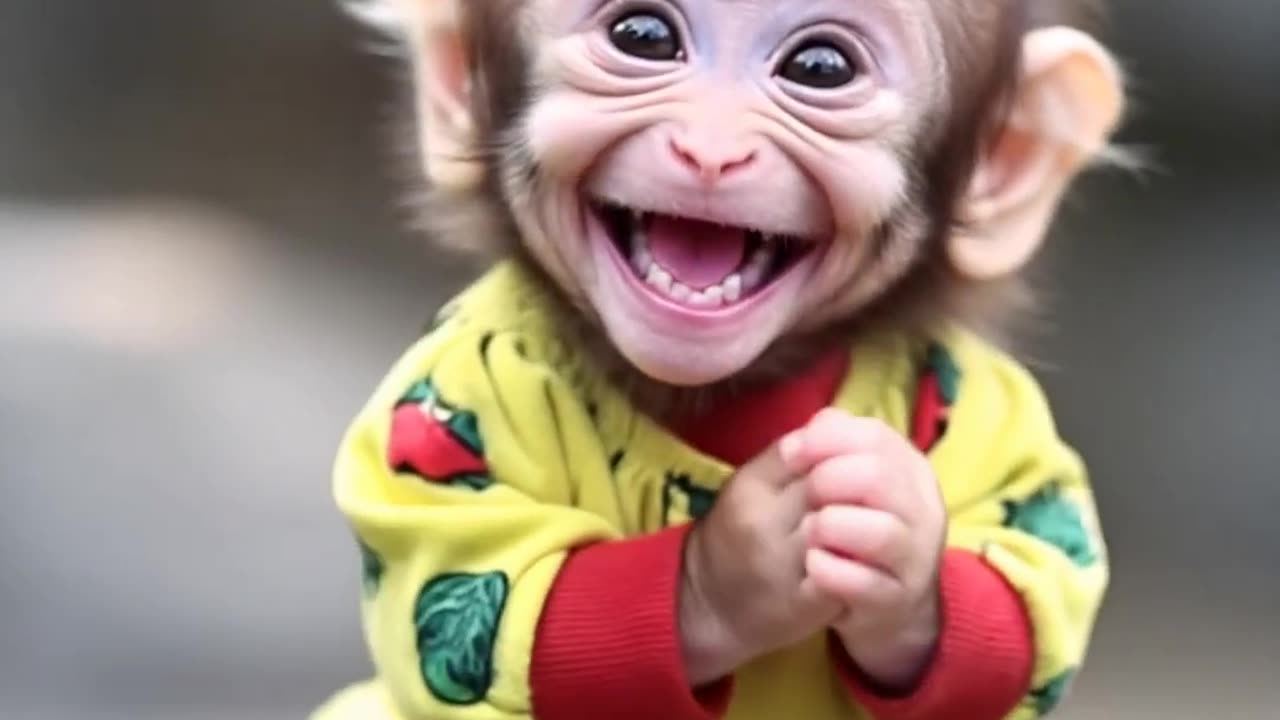 Baby monkey laughing happy so lovely 🐒💗🥰🥰