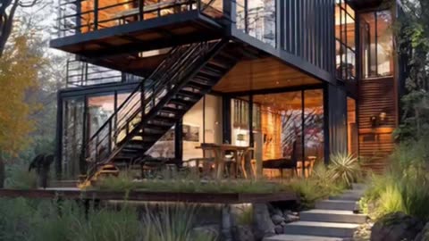 Modern Steel Container Home in Nature