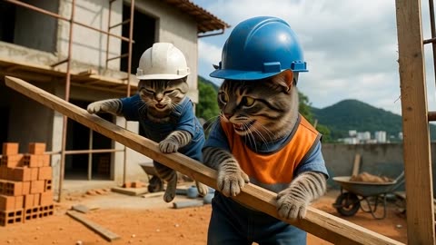 Funny Cats at Work 😂🐱 | This Went Totally Wrong!” “Cats Trying to Work on a Construction