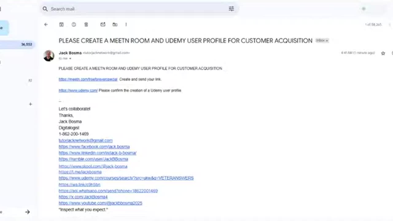 PLEASE CREATE A MEETN ROOM AND UDEMY USER PROFILE FOR CUSTOMER ACQUISITION