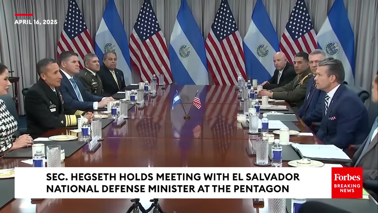 WATCH- Secretary Of Defense Pete Hegseth Holds Pentagon Meeting With El Salvador Equivalent