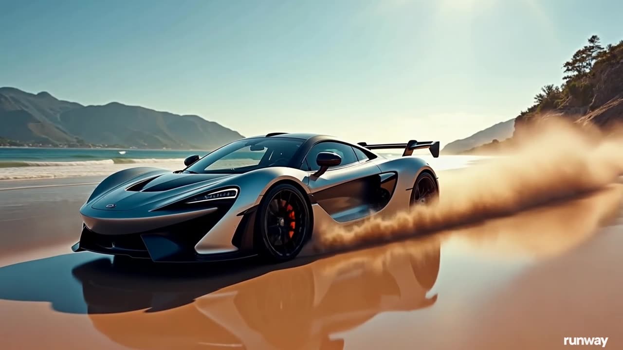 Turbo sport car on the beach