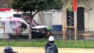 Chilean police disperse May Day protesters with water cannons