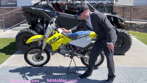 Mr. McMan Reads The P65 California Prop Warning Label on The Last 2-Stroke Suzuki in Banning, CA USA