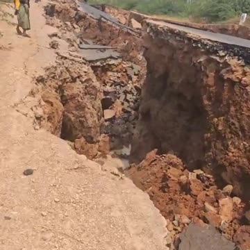 Large superficial fracture after a 7.7 magnitude earthquake in Myanmar.