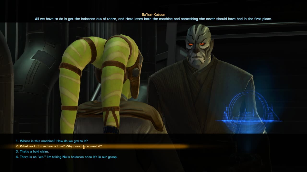 SWTOR Sith Juggernaut Meeting Sa'har Kateen on Mek-Sha