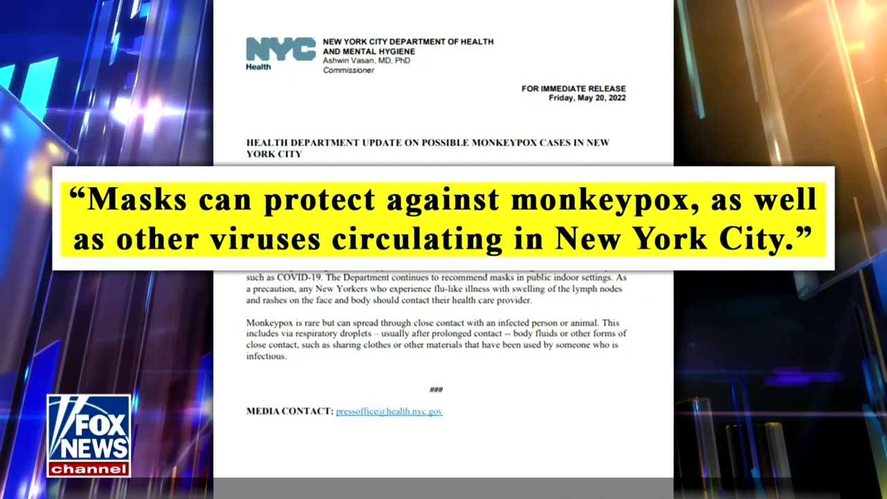 Misguided NY Public Health Dept Masking Campaign for Monkeypox: Drs McCullough & Risch on FOX