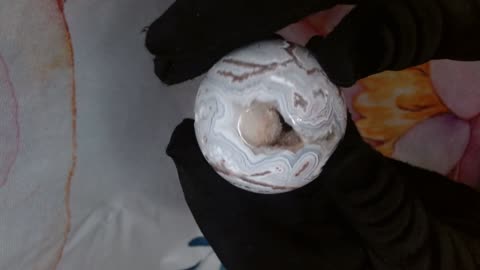 Beautiful 50mm Mexican Crazy Lace Agate Sphere with Exquisite Banding & Natural Druzys