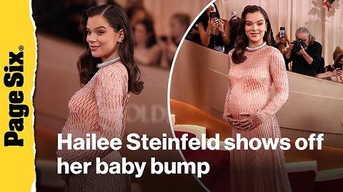 Hailee Steinfeld shows off baby bump on Golden Globes 2026 red carpet