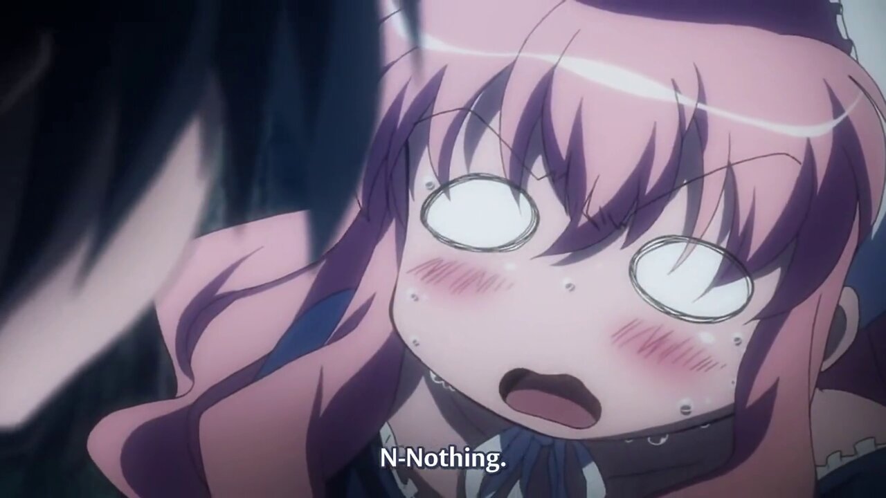 The Familiar of Zero: Knight of the Twin Moons - Louise and Saito blushing