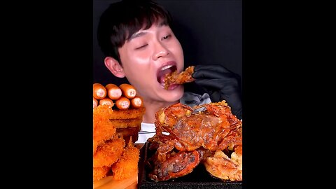 Fried soft shell crab, fried onion rings, fried shrimp, fried potato cakes, sausage