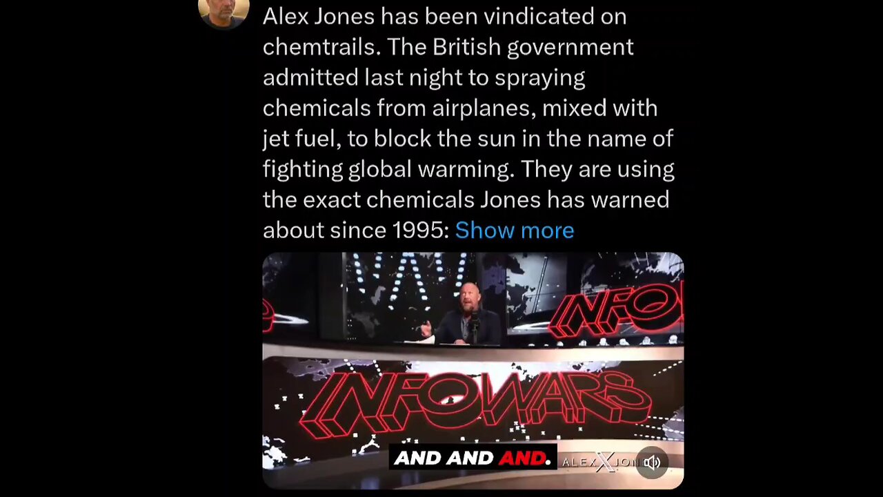 Alex Jones has been vindicated on Chemtrails. British governments admits!