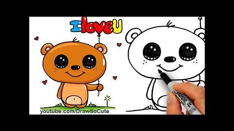 How to Draw a Cute Cartoon Bear Easy step by step