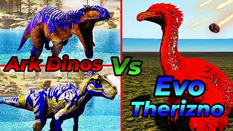 EVO THERIZINOSAUR VS ARK DINOS | Ark Survival Ascended | Ark Mods | Ark Battles | Gameplay