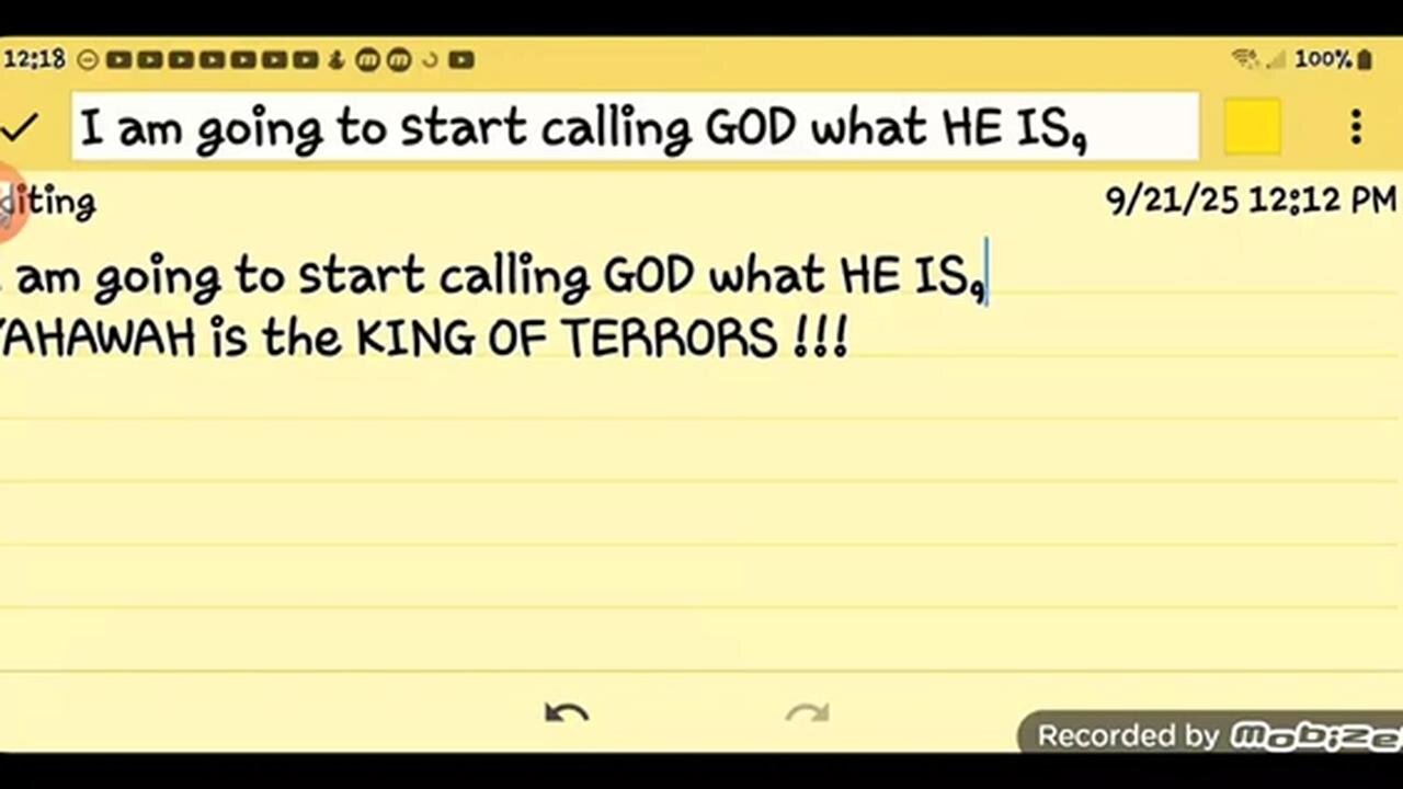 YAHAWAH is the KING OF TERRORS. Yahawahshi is the Son of the KING OF TERRORS.