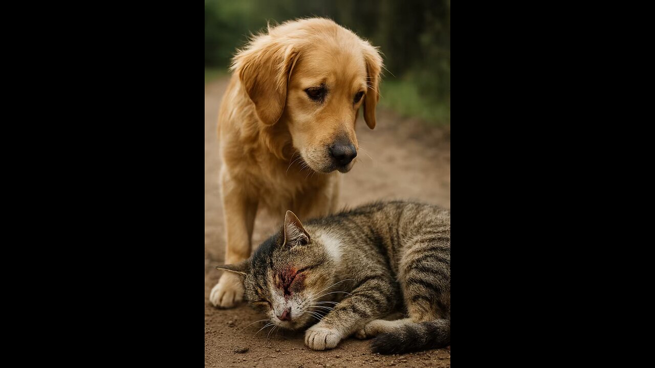 Dog saves cat