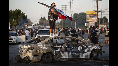 The scene introduces the topic of protests and police presence on a highway