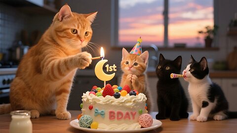 Mom Cat Picks Fresh Strawberries & Egg Cake+Rescues Adorable Animals Bakes Ginger Kitten's Birthday