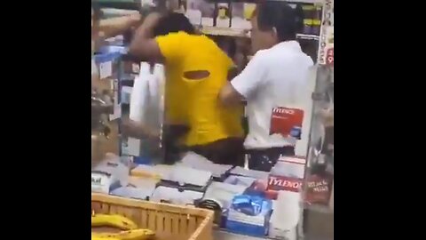 Karen goes behind counter and gets beat over and over. Instant Karma