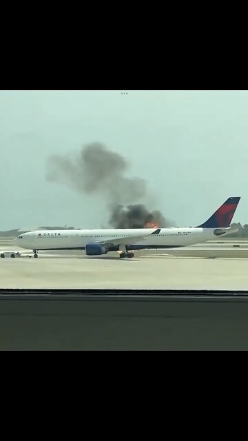 DELTA AIRLINE ENGINE🛗✈️🔥🛣️📸CATCHES FIRE BEFORE DEPARTURE🔥✈️🛄🛃💫