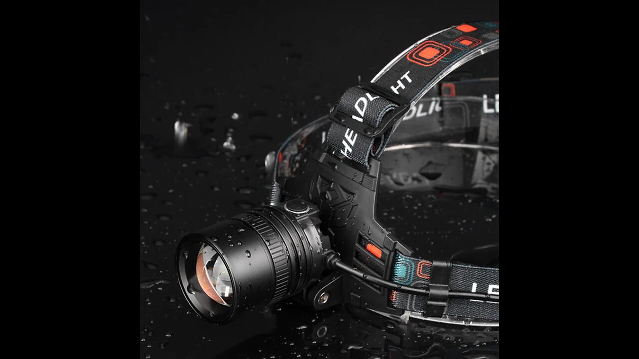 Rechargeable Waterproof Bright LED Work Headlamp, with Zoomable Light, 3 Light Modes & Powerbank