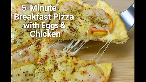 5-Minute Breakfast Pizza with Eggs & Chicken🍕🥚🍗