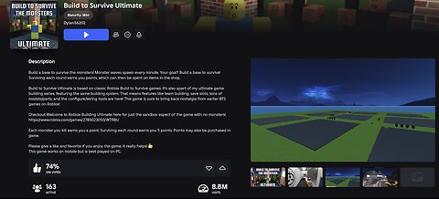 "BUILD TO SURVIVE THE MONSTERS ULTIMATE", "ROBLOX" C.U.V. Version