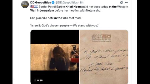 Kristi Noem doing the HUMILIATION RITUAL at the Wailing Wall in Jerusalem today.