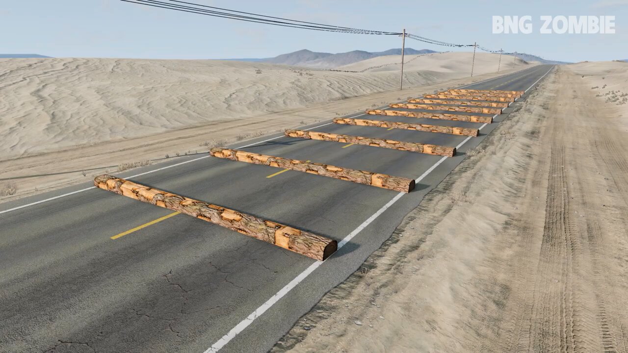 Cars vs 100 Fallen Trees Challenge #1 in BeamNG Drive!