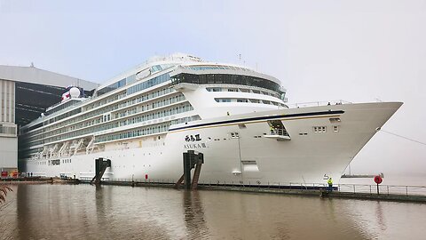 Float Out of Cruise Ship ASUKA III at Meyer Werft Shipyard in 8K