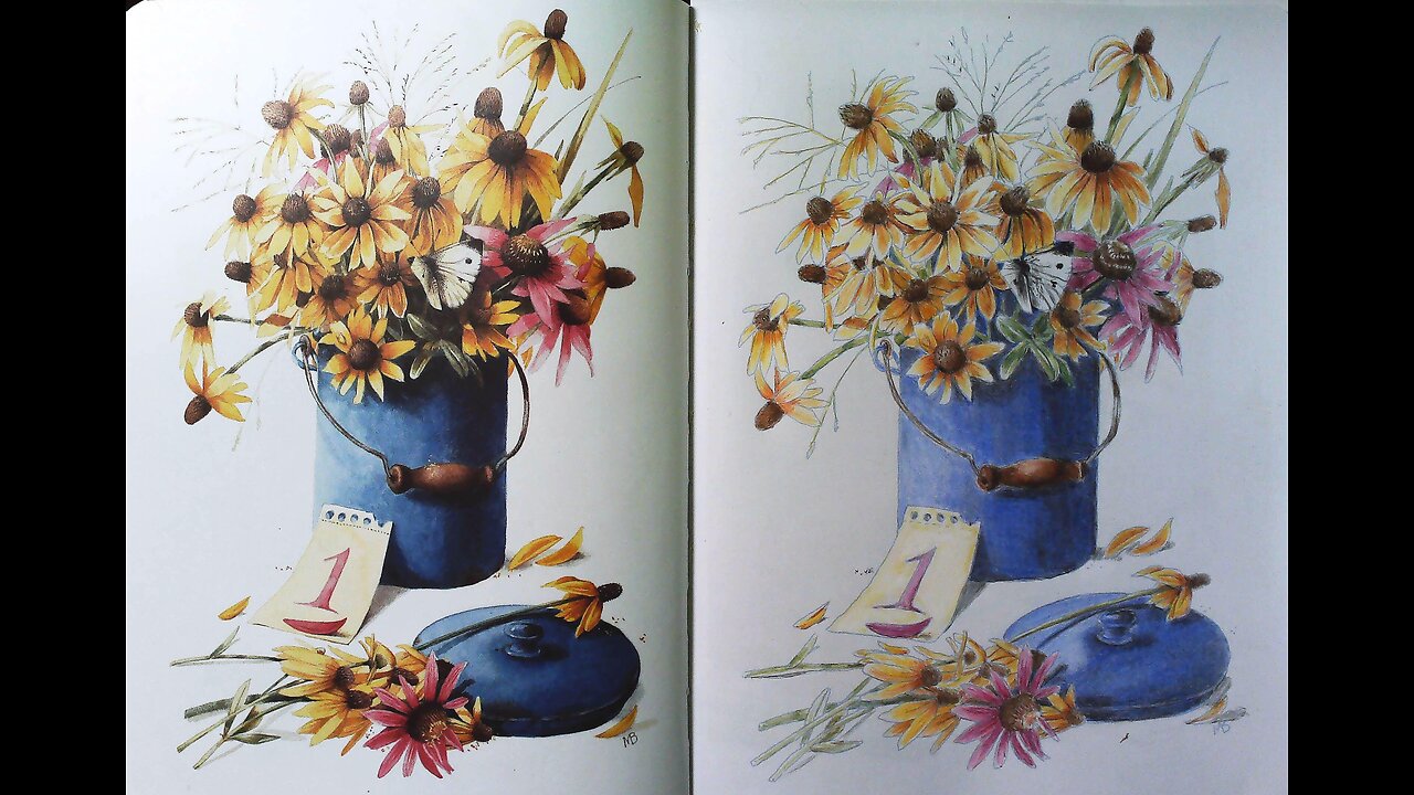 Full Time-lapse Posh Coloring Book Inspired by Nature with Polychromos pencils