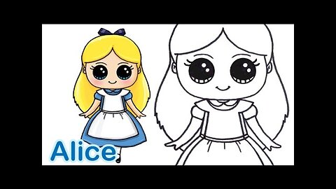 How to Draw Alice from Disney Alice in Wonderland Cute step by step