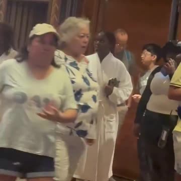 Will they realize that they are the only ones having breakfast in bathrobes?