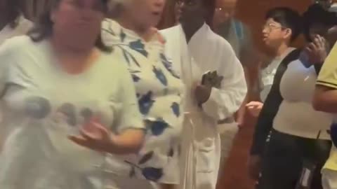 Will they realize that they are the only ones having breakfast in bathrobes?