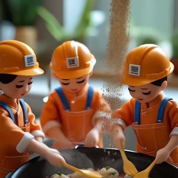 Miniature people brigade is hard at work cooking up a storm 👩‍🍳🔥 #Miniature #cookingfun