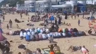 This is Bournemouth beach. Islam is eating away UK inch by inch, day by day.