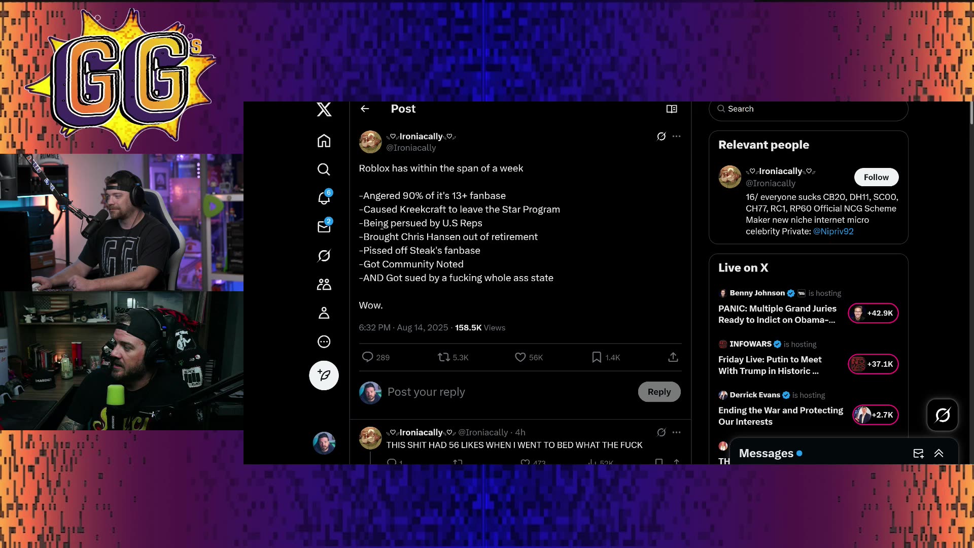 🟣GGs in the Chat Ep 17 | ROBLOX Is a dating App for Pedofiles!