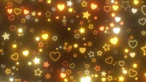 1174. Bright Gold Glow Bed Time Neon Hearts And Stars