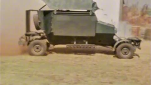 Rhodesian "Cougar" early MRAP with 36 shotgun barrels fixed around the vehicle demonstrated in 1978