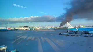 Fire breaks out at warehouse near Amstrdam's Schiphol Airport.
